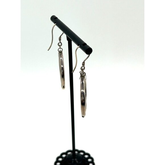 Sterling Silver Earrings Enamel Large Hoop Bohemian Style Signed LG Statement - Picture 10 of 11